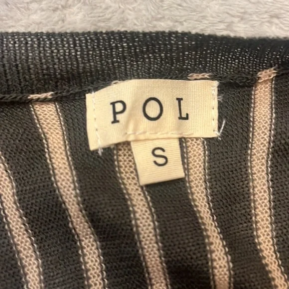 Pol Olive Green Tan Striped Long Sweater Vest Size Small - Picture 5 of 7